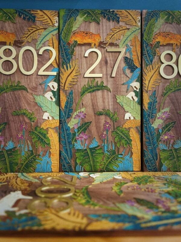 Lucky Custom Cloisonné Enamel House Number Plate – Tropical Jungle Design for a Unique Home Entrance - Image 4
