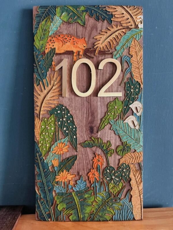 Lucky Custom Cloisonné Enamel House Number Plate – Tropical Jungle Design for a Unique Home Entrance - Image 2